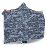 Navy Digital Camo Pattern Print Hooded Blanket