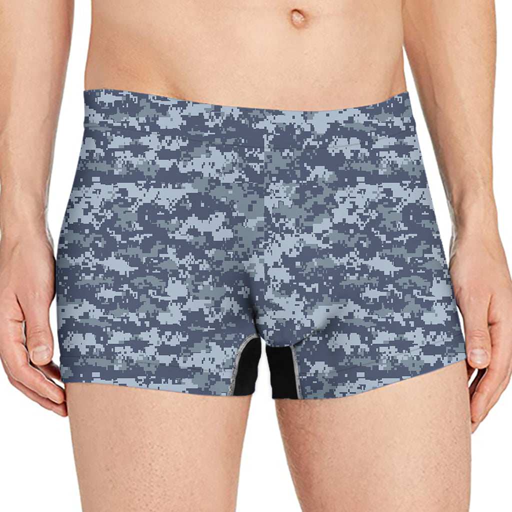 Navy Digital Camo Pattern Print Men's Boxer Briefs