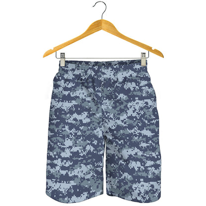 Navy Digital Camo Pattern Print Men's Shorts