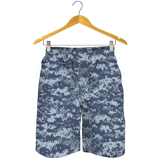 Navy Digital Camo Pattern Print Men's Shorts