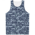 Navy Digital Camo Pattern Print Men's Tank Top