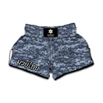 Navy Digital Camo Pattern Print Muay Thai Boxing Shorts