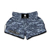 Navy Digital Camo Pattern Print Muay Thai Boxing Shorts