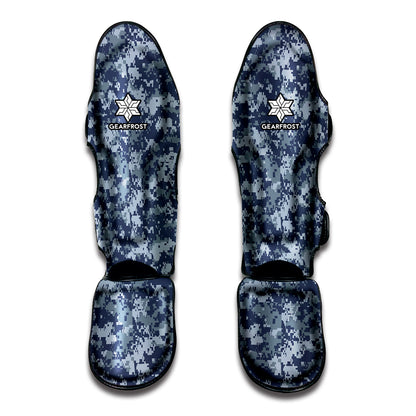 Navy Digital Camo Pattern Print Muay Thai Shin Guard