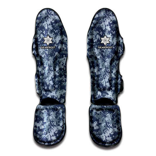Navy Digital Camo Pattern Print Muay Thai Shin Guard