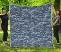 Navy Digital Camo Pattern Print Quilt