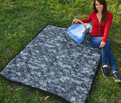 Navy Digital Camo Pattern Print Quilt