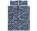 Navy Digital Camo Pattern Print Quilt Bed Set