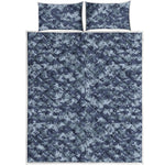 Navy Digital Camo Pattern Print Quilt Bed Set