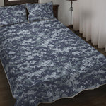 Navy Digital Camo Pattern Print Quilt Bed Set