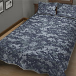 Navy Digital Camo Pattern Print Quilt Bed Set