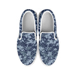 Navy Digital Camo Pattern Print White Slip On Shoes