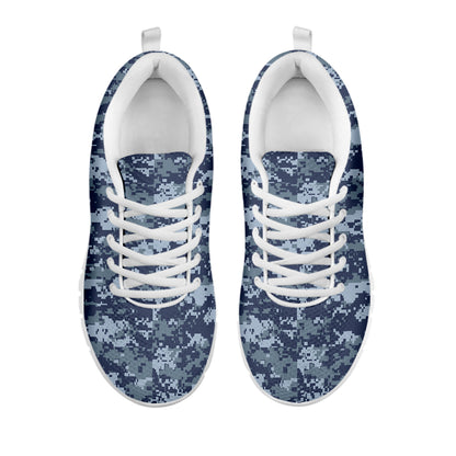 Navy Digital Camo Pattern Print White Sneakers