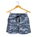 Navy Digital Camo Pattern Print Women's Shorts