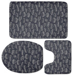 Navy Doodle Sandwich Pattern Print 3 Piece Bath Mat Set