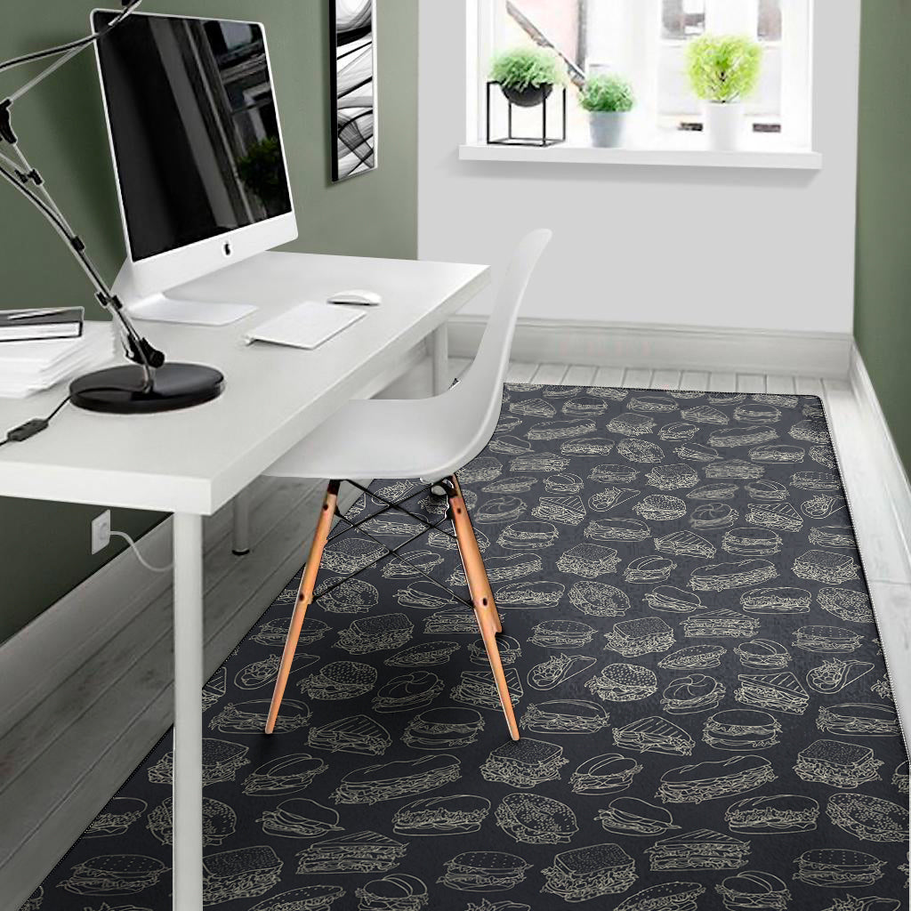 Navy Doodle Sandwich Pattern Print Area Rug