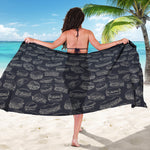 Navy Doodle Sandwich Pattern Print Beach Sarong Wrap