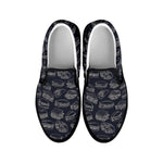 Navy Doodle Sandwich Pattern Print Black Slip On Shoes