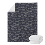 Navy Doodle Sandwich Pattern Print Blanket