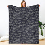 Navy Doodle Sandwich Pattern Print Blanket