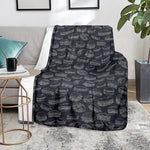 Navy Doodle Sandwich Pattern Print Blanket