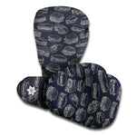 Navy Doodle Sandwich Pattern Print Boxing Gloves