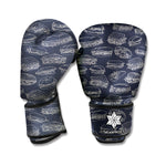 Navy Doodle Sandwich Pattern Print Boxing Gloves