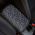 Navy Doodle Sandwich Pattern Print Car Center Console Cover