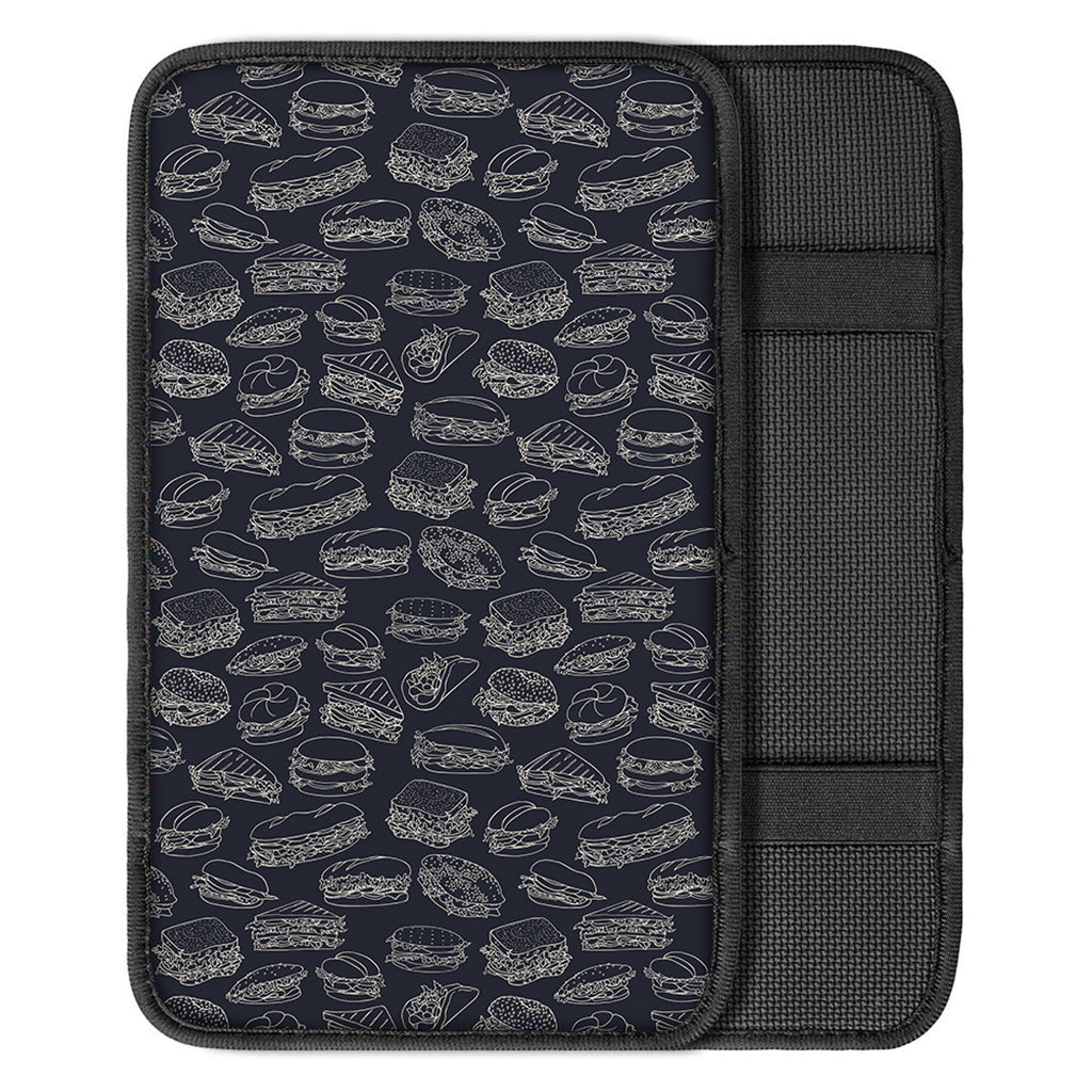 Navy Doodle Sandwich Pattern Print Car Center Console Cover