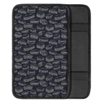 Navy Doodle Sandwich Pattern Print Car Center Console Cover