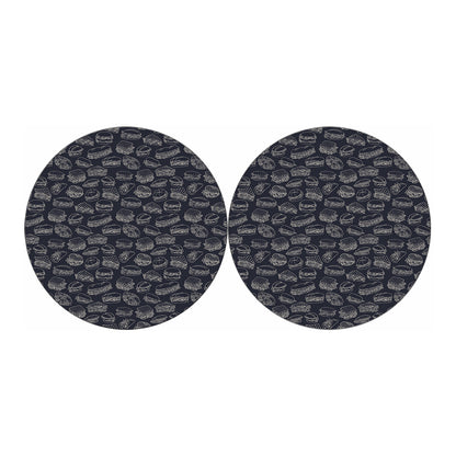 Navy Doodle Sandwich Pattern Print Car Coasters