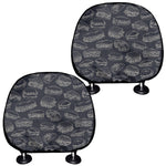 Navy Doodle Sandwich Pattern Print Car Headrest Covers
