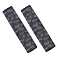 Navy Doodle Sandwich Pattern Print Car Seat Belt Covers