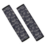 Navy Doodle Sandwich Pattern Print Car Seat Belt Covers