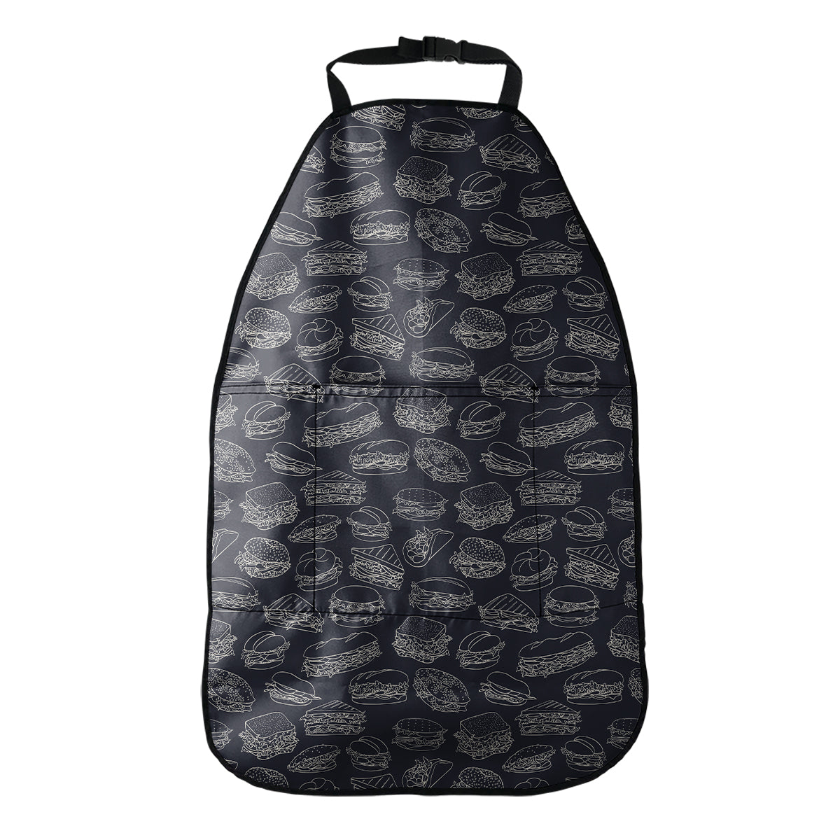 Navy Doodle Sandwich Pattern Print Car Seat Organizers