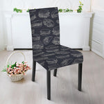 Navy Doodle Sandwich Pattern Print Dining Chair Slipcover