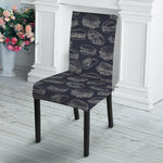 Navy Doodle Sandwich Pattern Print Dining Chair Slipcover