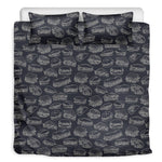 Navy Doodle Sandwich Pattern Print Duvet Cover Bedding Set