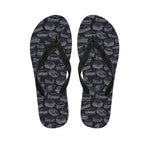 Navy Doodle Sandwich Pattern Print Flip Flops