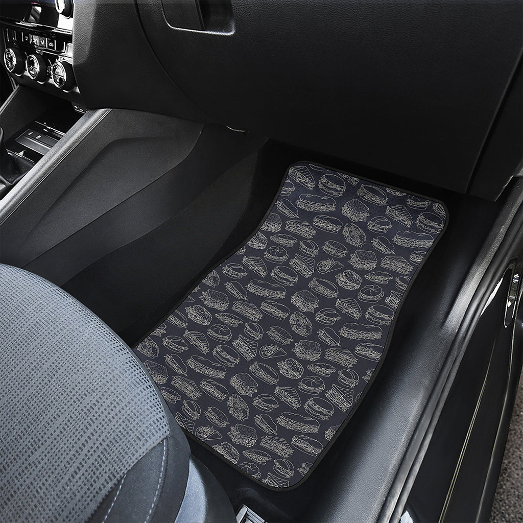 Navy Doodle Sandwich Pattern Print Front Car Floor Mats
