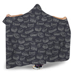 Navy Doodle Sandwich Pattern Print Hooded Blanket