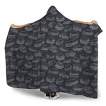 Navy Doodle Sandwich Pattern Print Hooded Blanket