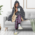 Navy Doodle Sandwich Pattern Print Hooded Blanket