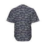 Navy Doodle Sandwich Pattern Print Men's Baseball Jersey