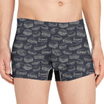 Navy Doodle Sandwich Pattern Print Men's Boxer Briefs