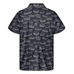 Navy Doodle Sandwich Pattern Print Men's Short Sleeve Shirt