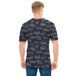 Navy Doodle Sandwich Pattern Print Men's T-Shirt