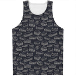 Navy Doodle Sandwich Pattern Print Men's Tank Top