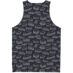 Navy Doodle Sandwich Pattern Print Men's Tank Top