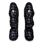 Navy Doodle Sandwich Pattern Print Muay Thai Shin Guard